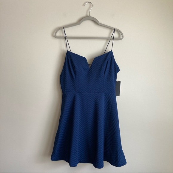 NWT City Studio Dark Blue Strappy Open Back Mini Dress 15 - Picture 1 of 14